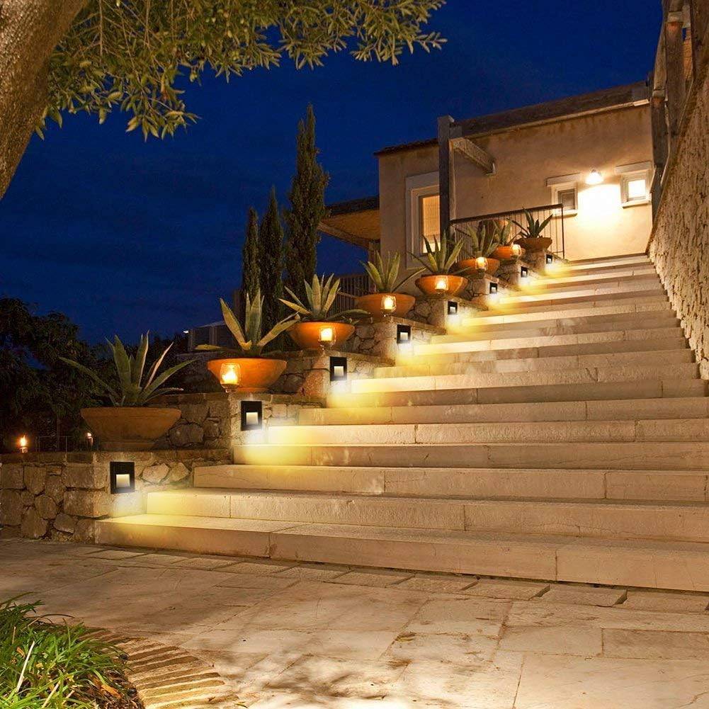 LED Treppenlicht Aluminium 230V 3W Glas Wandleuchten Treppenlicht mit Unterputzdose Treppenlicht Wandleuchte IP65 wasserdicht warmweiß,8 Stück