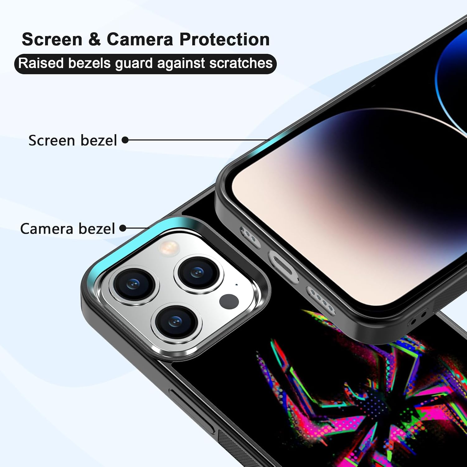 Morales Punk Gwen Phone Case Fit for iPhone 14 Pro, Black Spiderverse TPU Shockproof Protective iPhone Case Cute Colorful Spider Phone Case Cover Gift for Boy Girl Men Wome image 2