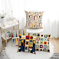 Vista 5 de Juego de 4 fundas de almohada modernas de mediados de siglo de 18 x 18 pulgadas, fundas de almohada retro para sofá, cama, sofá, silla, decoración