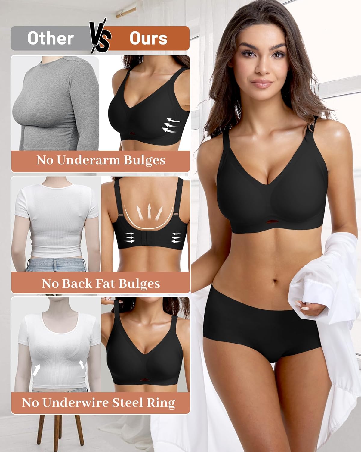 Wireless Jelly Bras for Women No Underwire Push Up Bralette Breathable Soft Comfortable T-Shirt Bra Everyday Wear - Image 5