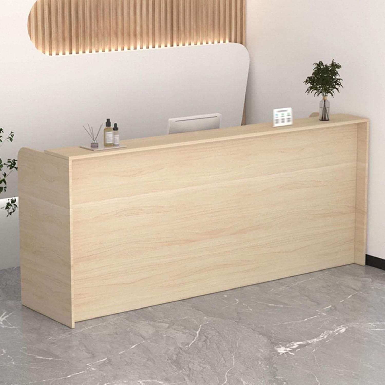 Small Reception Desk, Reception Desk with Counter, Reception Desk, Front Desk with Lockable Drawers, L-Shaped Counter Desk for Salon Reception Room Checkout Office(Gray B,110cm/43.3in)