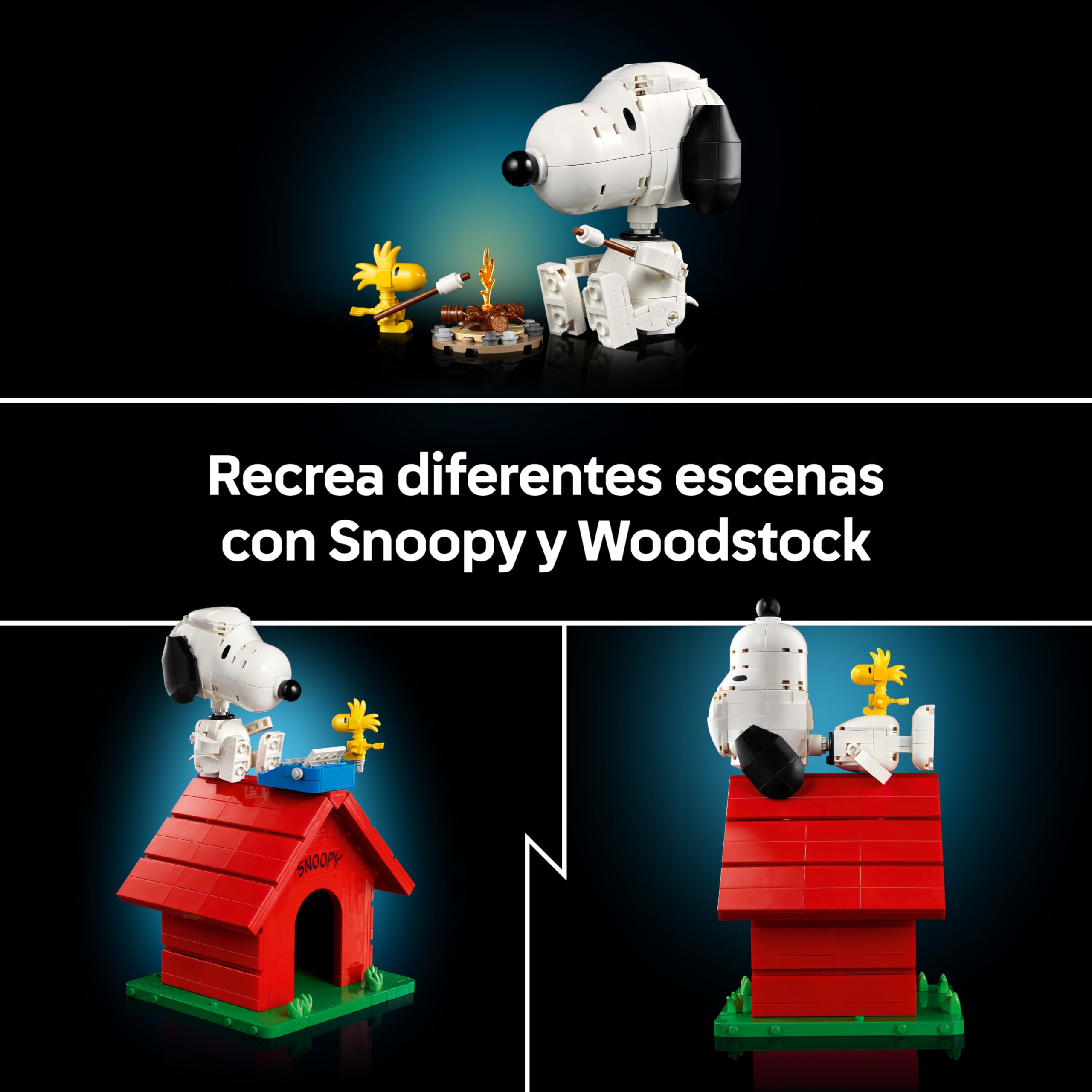 LEGO Ideas Peanuts: La Caseta de Snoopy - Maqueta para Adultos de Casa - Figura de Perro Snoopy y Pájaro Woodstock - Decoración de Estantería - Regalo para Mujeres y Hombres Fans del Cómic - 21368
