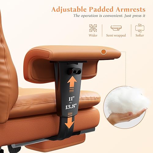 Miniatura 5 de Silla de oficina ergonómica con respaldo alto, silla de oficina ejecutiva grande y alta con asiento ancho y profundo grueso, silla de escritorio