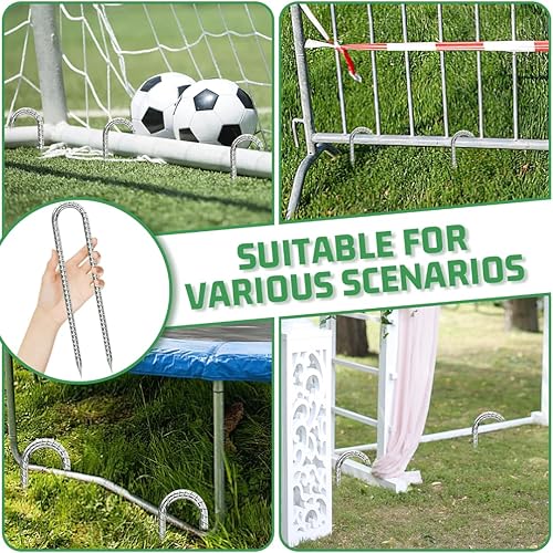 Miniatura 6 de Estacas de suelo resistentes de 12 pulgadas, estacas de refuerzo con gancho en U galvanizadas antioxidantes, 6 estacas de jardín, anclajes de tierra