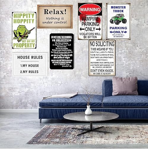 Miniatura 7 de Letrero divertido de no solicitar, letreros de metal de advertencia, con texto en inglés Don't even knock, My Dog is Hungry, letrero para patio,