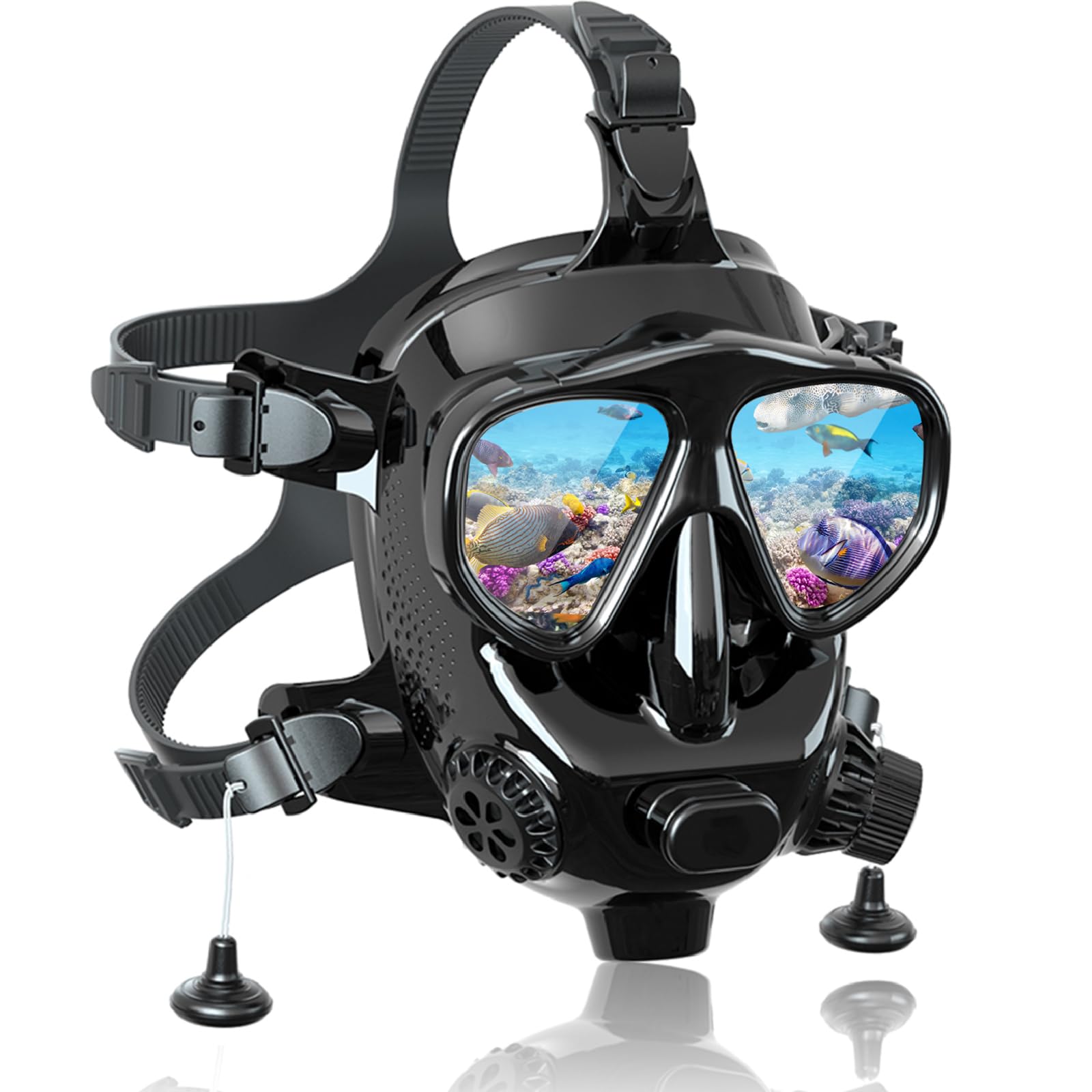 Diving Mask Full Face with Camera Mount for Diving & Snorkeling, MODJUEGO Adjustable Scuba Mask 180° Panoramic View for Adults Anti-Fog Anti-Leak Dry Top Set