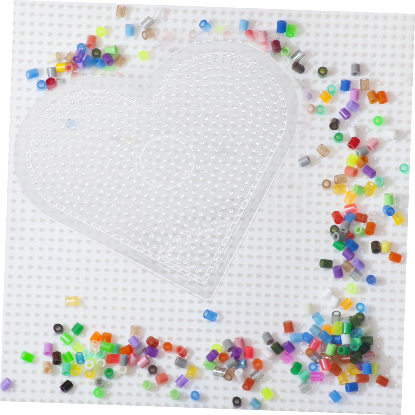 Toddmomy Lot de Plaques à Perles à Repasser Transparentes Assortiment Formes Carré Cœur Rond avec Clips pour Projets de Bricolage Créatifs et Perlage Bijoux