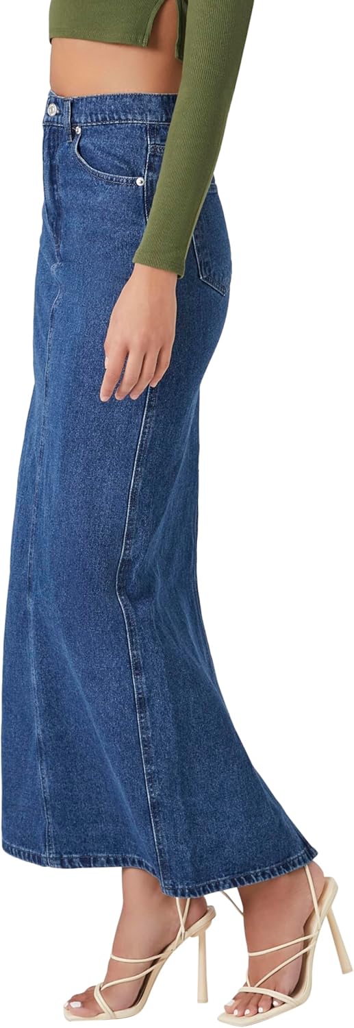 Forever 21 Womens Denim Midi Slit Skirt - Image 3