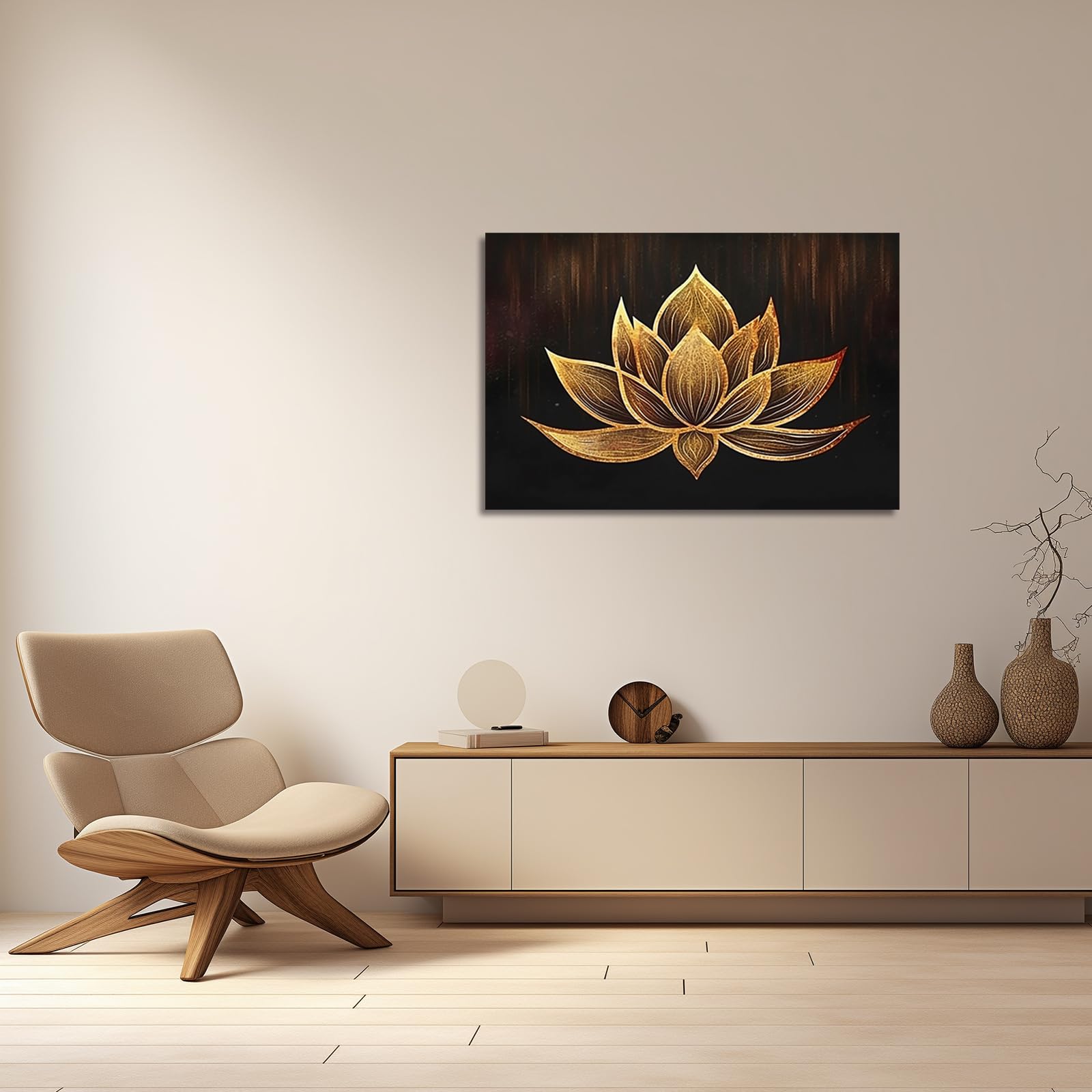 LZIMU Zen Canvas Wall Art Black and Gold Lotus Flower Bloom Picture Prints Abstract Floral Painting for Spa Meditation Room Decor Framed (Zen-3 - Image 4