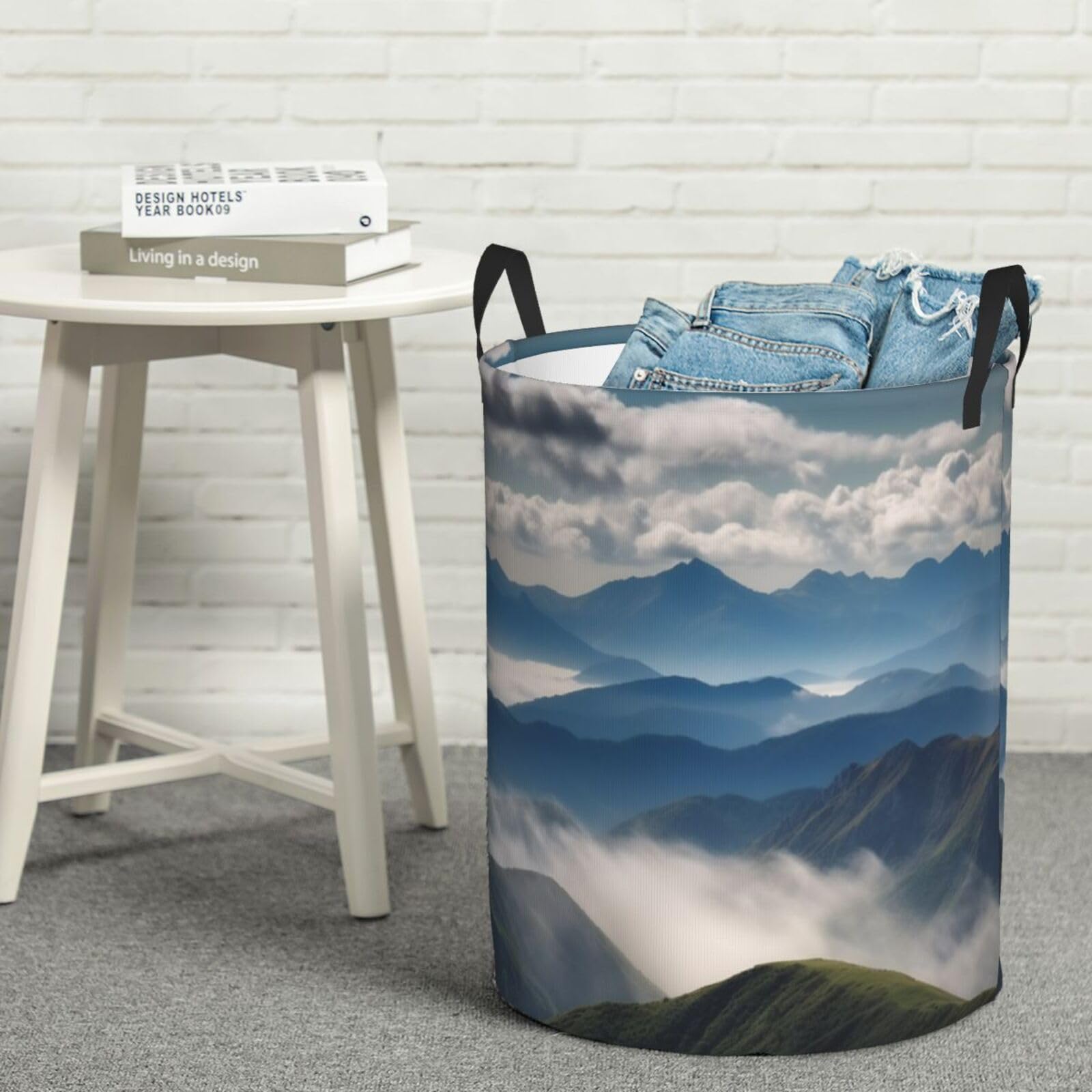 Panier à linge pliable autonome avec poignées de transport