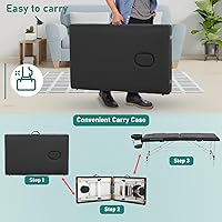 Vista 2 de PayLessHere Aluminium Massage Bed Portable Massage Table 24 inch Wide Lash Bed 2 Folding Height Adjustable Spa Table with Non-Woven Bag for Spa Negro