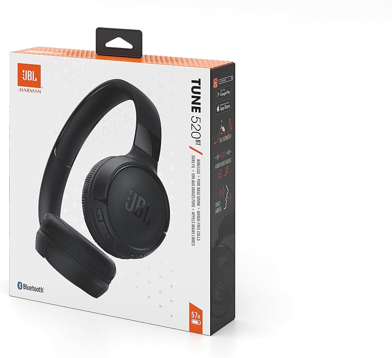 JBL Tune 520 BT Bluetooth fejhallgató, összecsukható, 57 órás akkumulátor, fekete - black