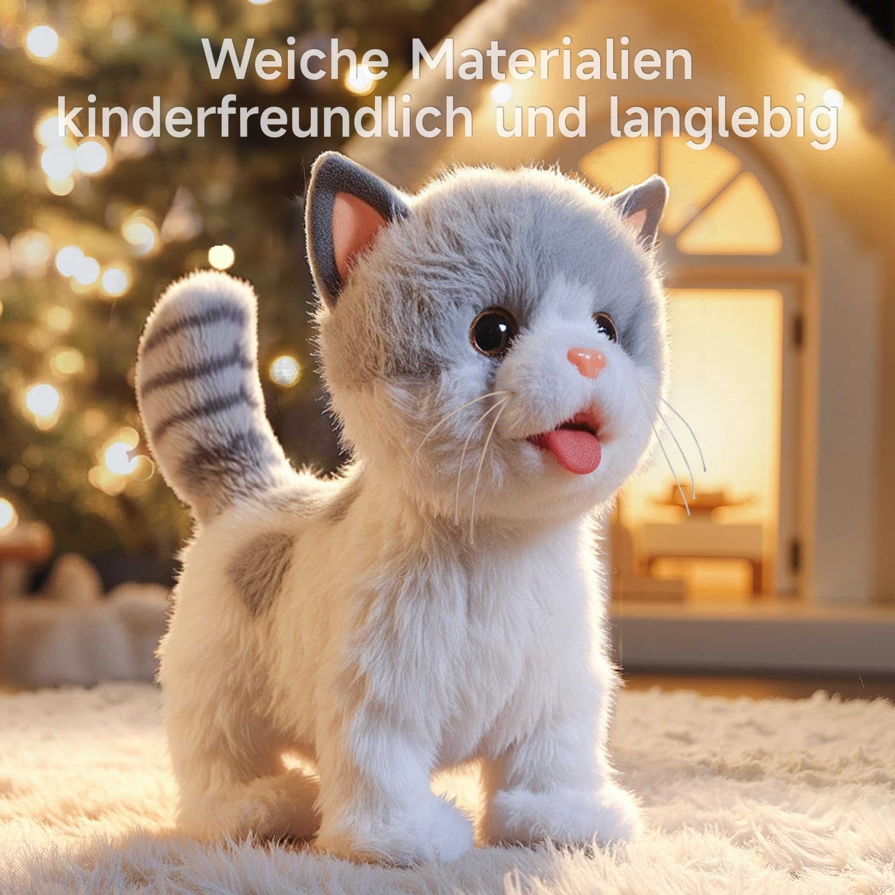 OR OR TU Katze Spielzeug Kinder Plüsch Kätzchen Elektronische Haustiere mit Ferngesteuerter, Interaktives Spielzeug Katze der Läuft und Bellt, Leckt Spielzeug für Kinder Geschenk