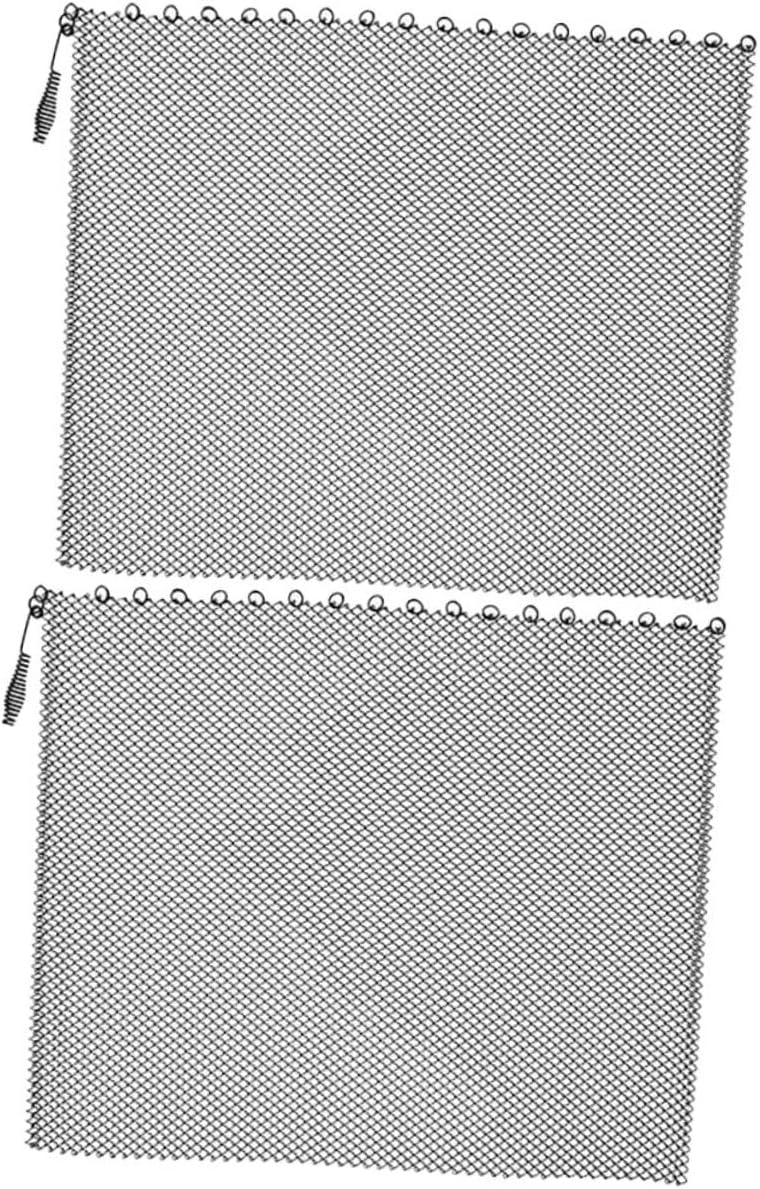 2pcs Black Metal Mesh Fireplace Screen Curtains Xin Heat Resistant Rust Inhibiting Iron Panels with Handles Sparks Guard for Hearth Safety and Elegant Fireplace Protection