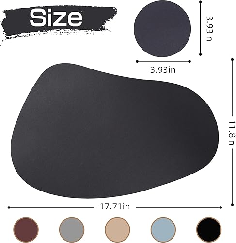 Miniatura 2 de Juego de 8 manteles individuales de piel sintética, resistentes a las manchas, resistentes al calor, fáciles de limpiar, impermeables, lavables,