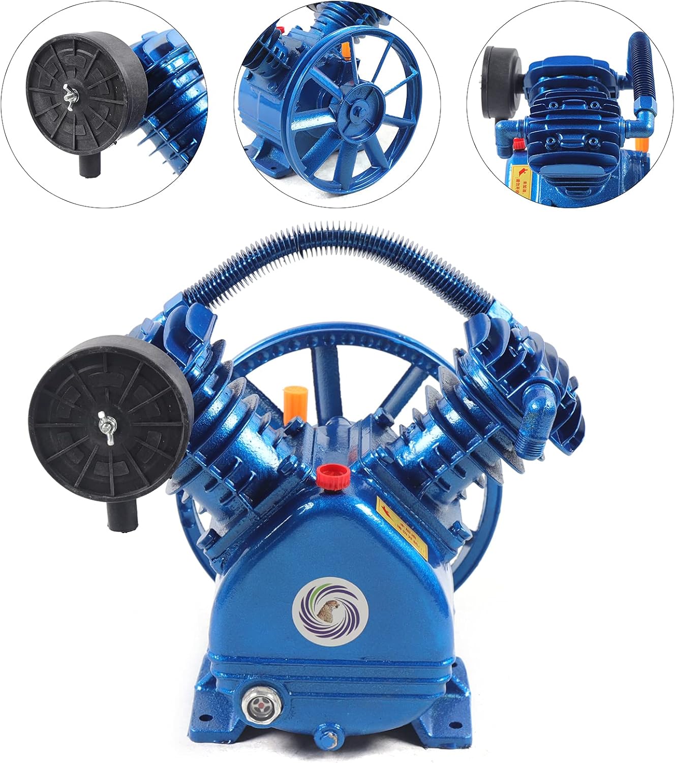 2.2KW 3HP Twin Cylinder Air Compressor Pump Head Double Stage 175PSI V-Type Pump Motor Head Replacement (3HP 2-Stage)