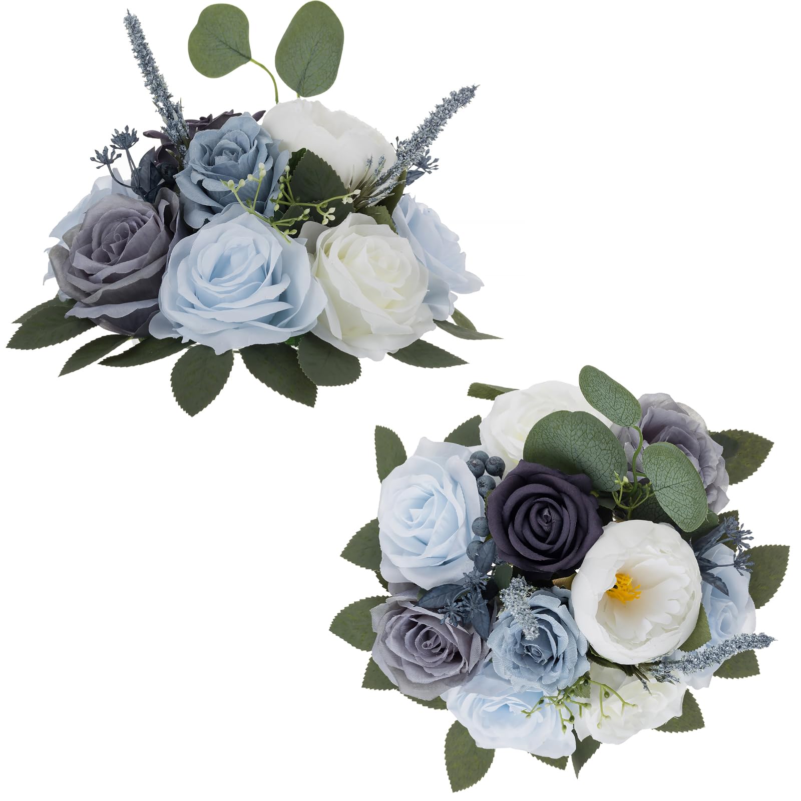 Fleurs artificielles mariage bleu poussiéreux et bouquet decoration salon