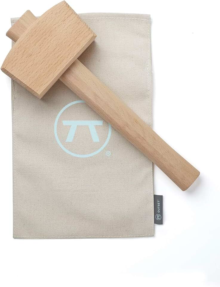Outset Professional Lewis Bag and Ice Mallet Bartender Kit, 2 Piece Set, Beechwood