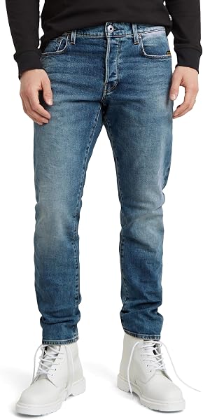 Detailaufnahme der G-Star 3301 Regular Tapered Jeans Nahtführung und Knopfleiste