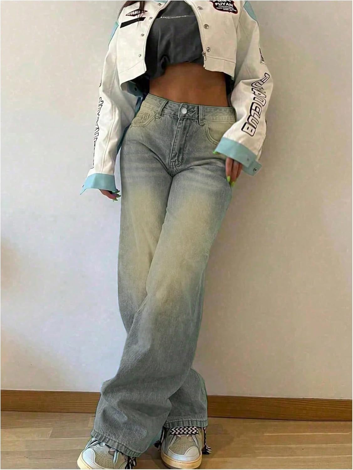 GORGLITTER Women's Wide Leg Jeans Baggy High Waisted Washed Denim Pants Y2k Street Pants Casual Bottoms - Image 4