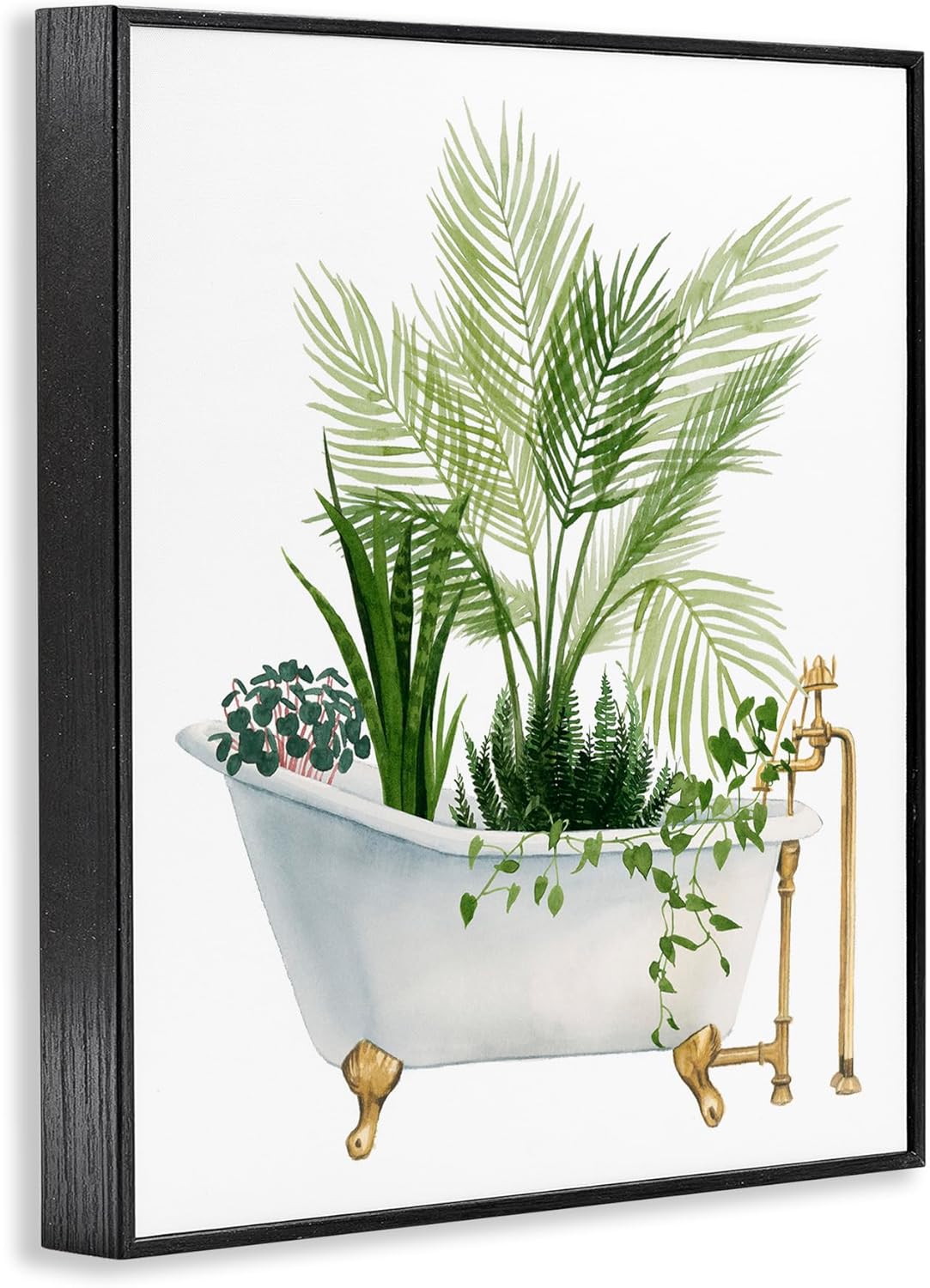 Stupell Industries 'Various Plants Greenery Vintage Tub', Framed Giclee Art, Black, 16 x 20 Inches, Easy to Hang and Sturdy, Made in USA, by Grace Popp