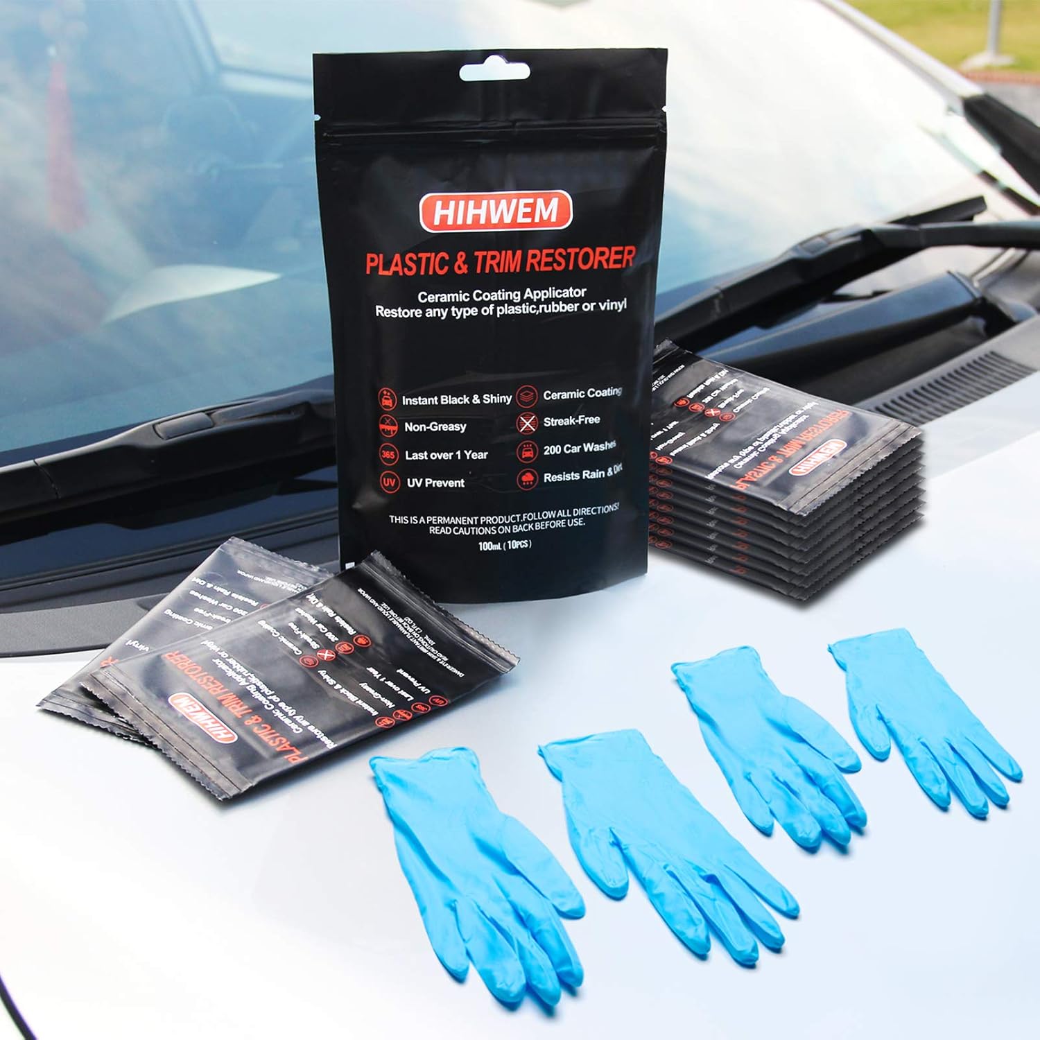 HIHWEM Car Plastic Trim Restorer Ceramic Trim Coat Kit