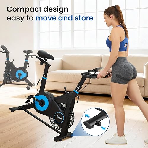 Miniatura 8 de ERGOLIFE Air - Bicicleta estática de resistencia magnética con ventilador exclusivo, aplicación App, 8 resistencias para ciclismo en interiores con