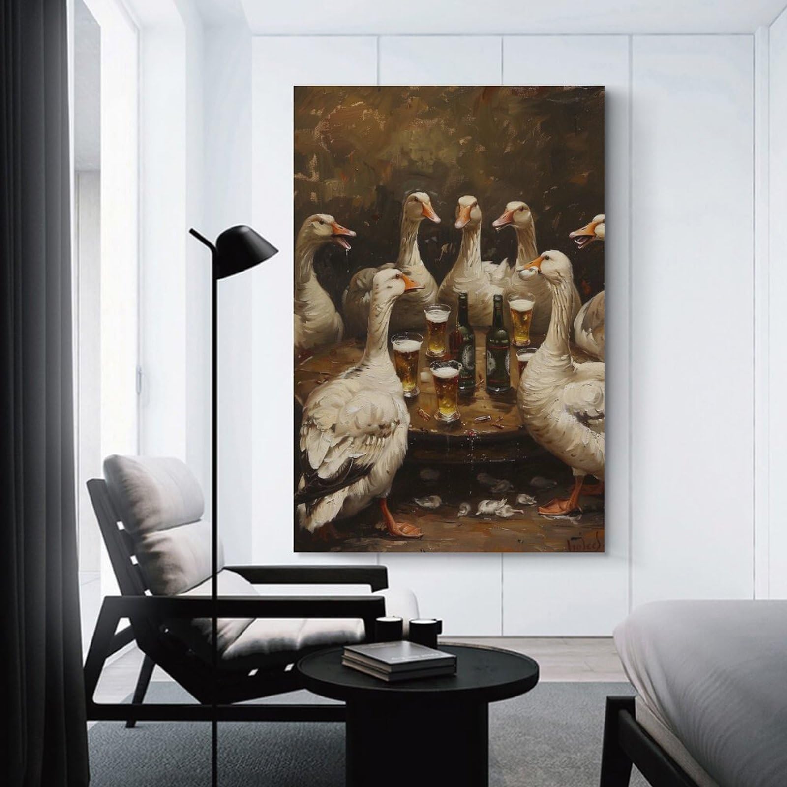 Junmoney Unframe-Style-8 Gooses Beer Toast Decorative Wall Artwork 20X30inch(50X75cm), For Corridors, Hallways Or Apartment Entries, Home Artwork For First Impressions