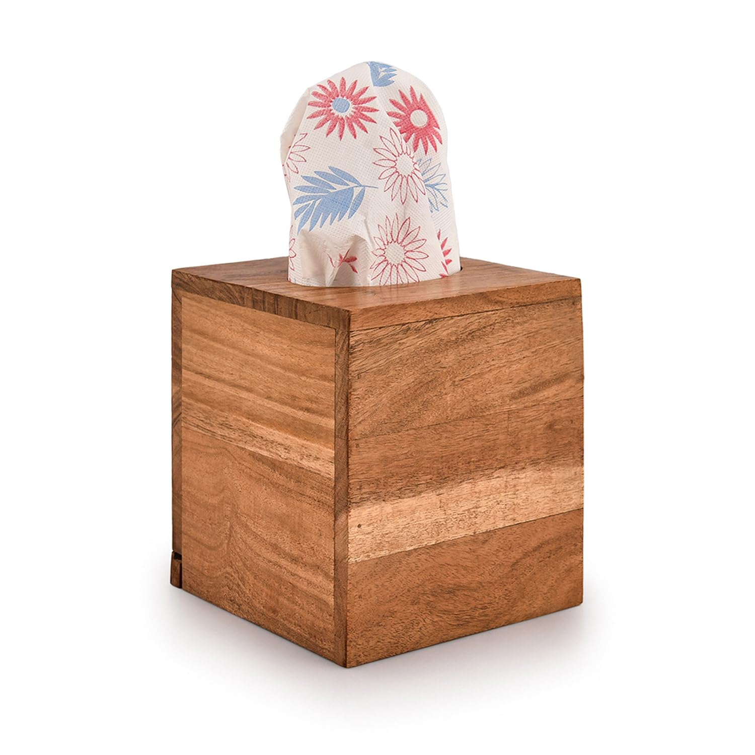 Taschentuchbox-Abdeckung Aus Kiefernholz – Mit Herausziehbarem Boden, 14x14x16 Cm, Für Bad, Schlafzimmer & Büro