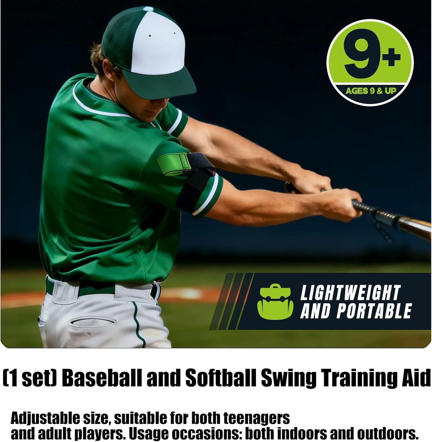 Baseball Swing Trainer Set with Quick Feed Back Auto Correction Antislip Enhanced Ages 9 and Up Portable Baseball Softball Swing Aid