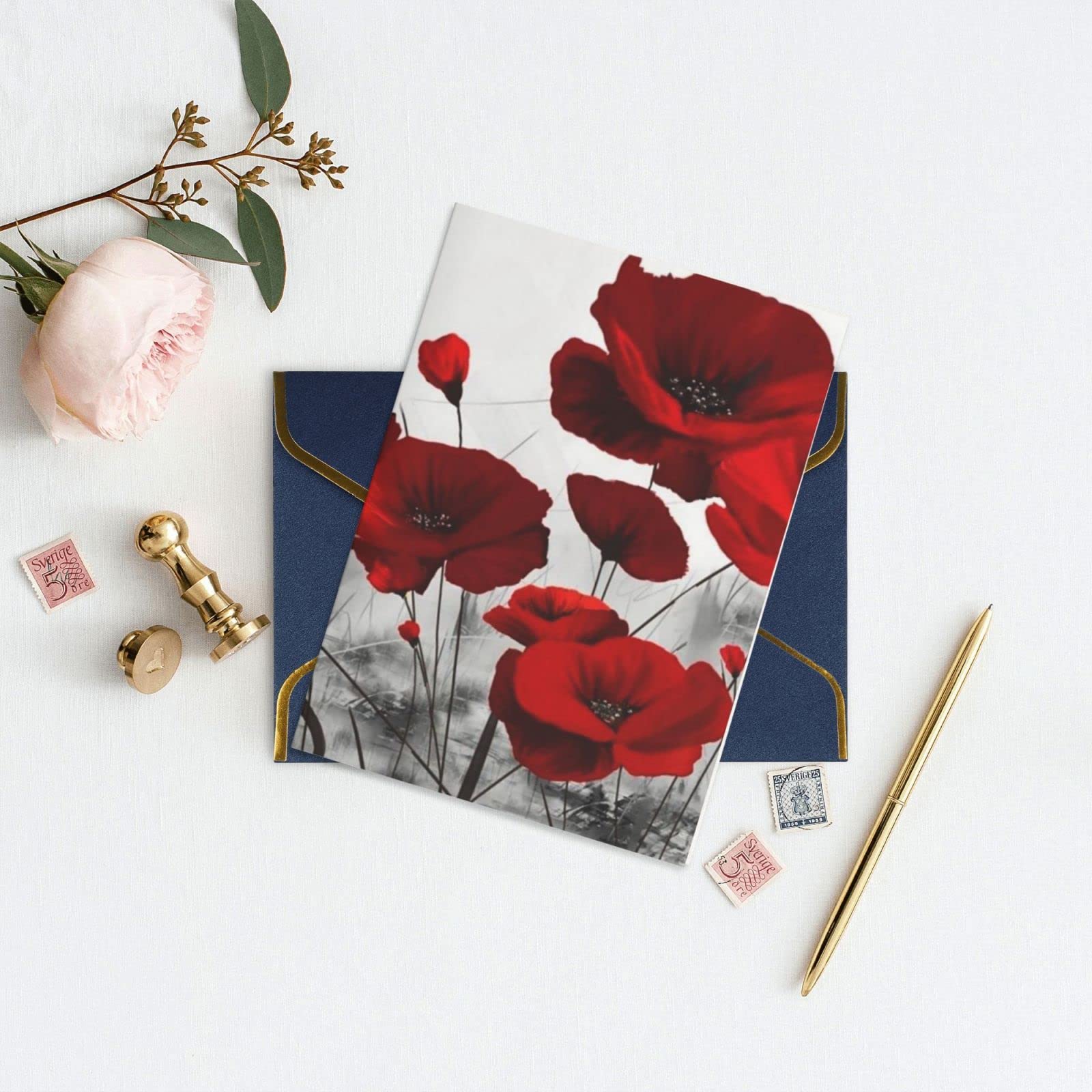 Biglietto di auguri con scrta e fiore di papavero rosso. - 123RF