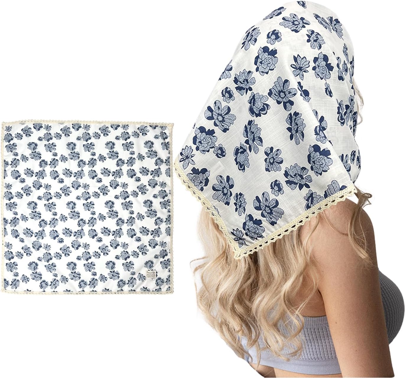 Cotton Bandana for Women, Soft Cotton Like Lace Headband,Head Scarf,100% Viscose