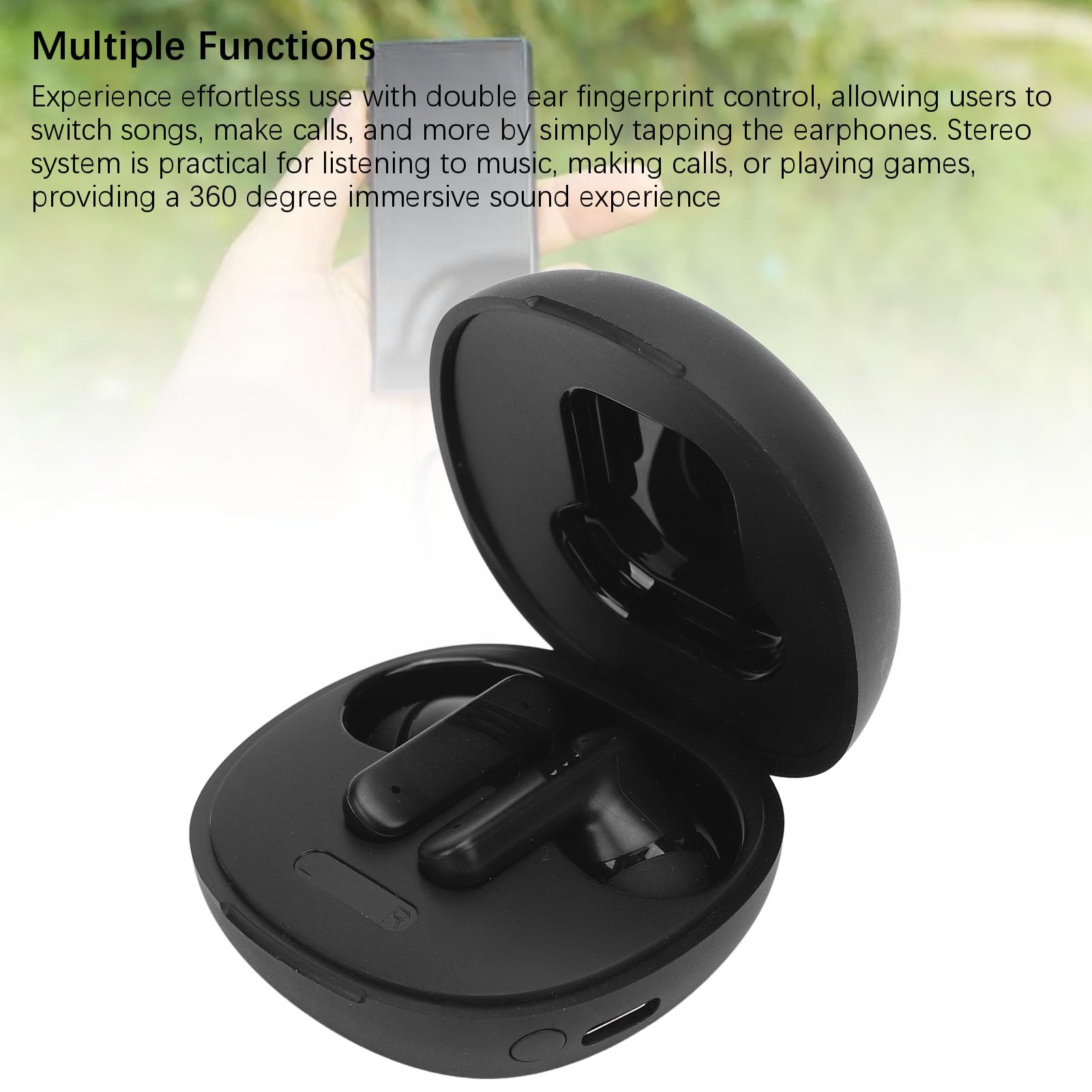 Auricolari Wireless con Cancellazione del Rumore, Funzione di Traduzione Linguistica per i Viaggiatori, Perfetti per Musica e Chiamate, vestibilità Ergonomica (Nera)