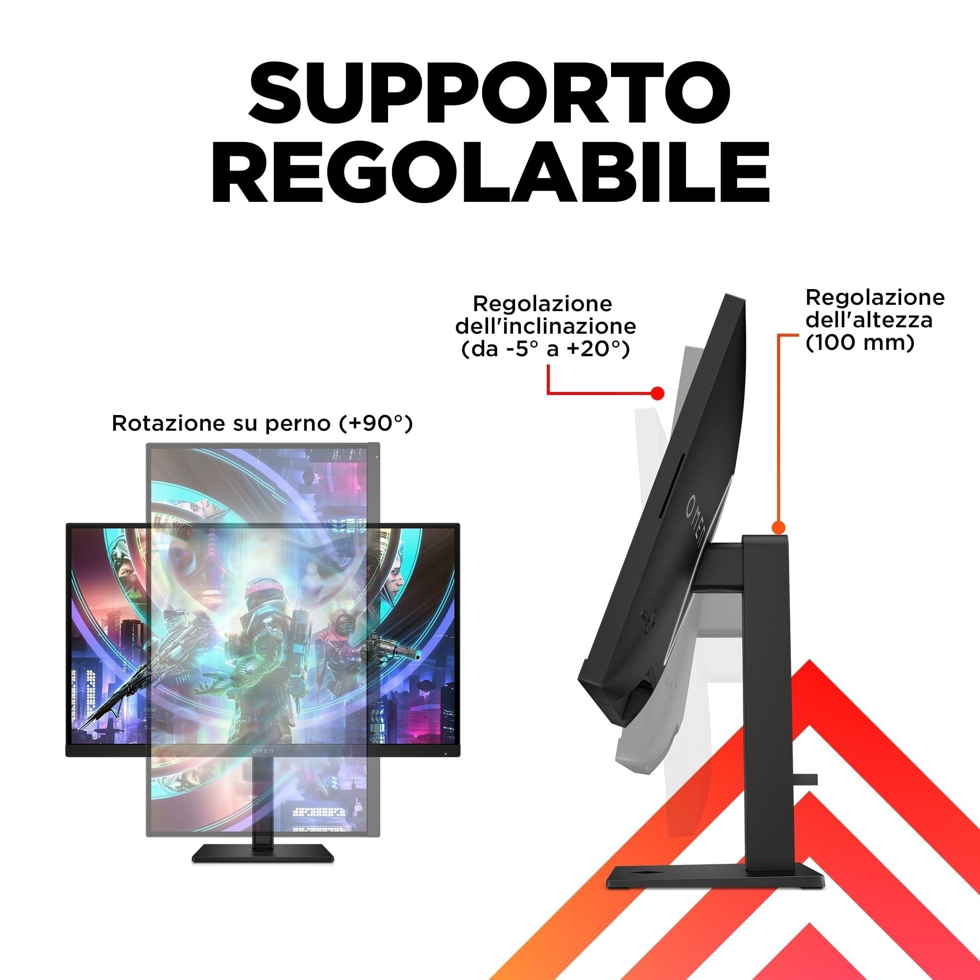 HP OMEN 27qs Monitor da 27 Pollici, Pannello IPS da 16:9 QHD da 240 Hz, 1 ms, Display HDR 400, Antiriflesso, 400 Nits, AMD FreeSync, NVIDIA G-SYNC, VESA 100x100 mm, HDMI 2.0, USB-A e B