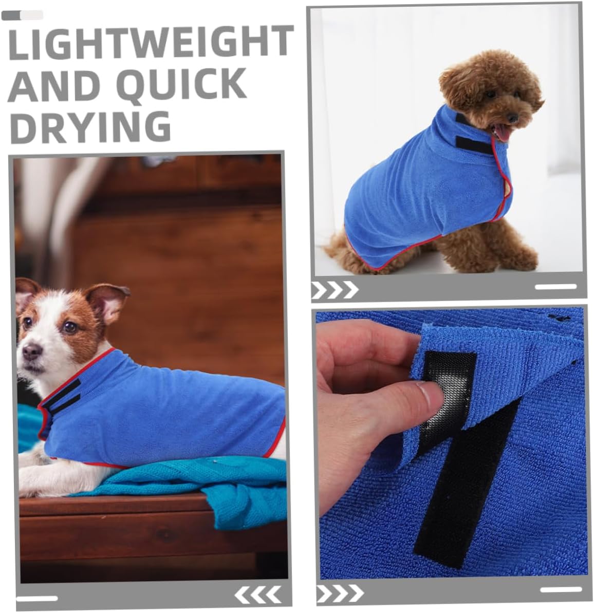 Kisangel PET Bathrobe for Dogs and Cats, Fast Drying Fiber Towel M Blue image 3