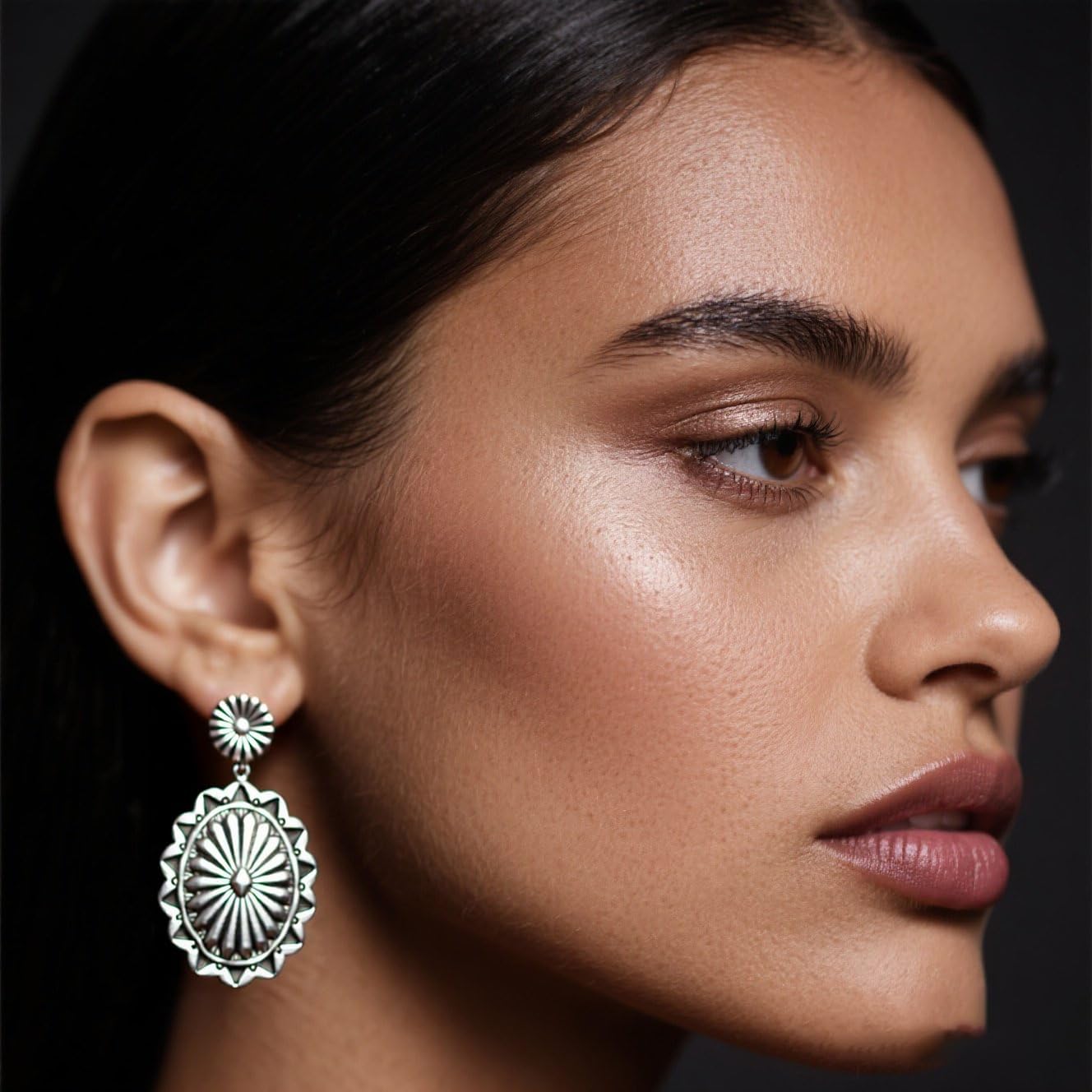 Western Cowboy Cowgirl Earrings for Women Cowboy Chic Boho Conch Oval Turquoise Dangle Earrings Country Concert Outfits Accessories - Image 2