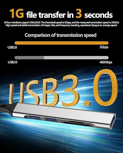 Miniatura 3 de USB HUB Lector de tarjetas SD USB-A OTG 3.0 Adaptador de cable (5 en 1) Estación de acoplamiento Cámara Micro SD TF Accesorios de memoria