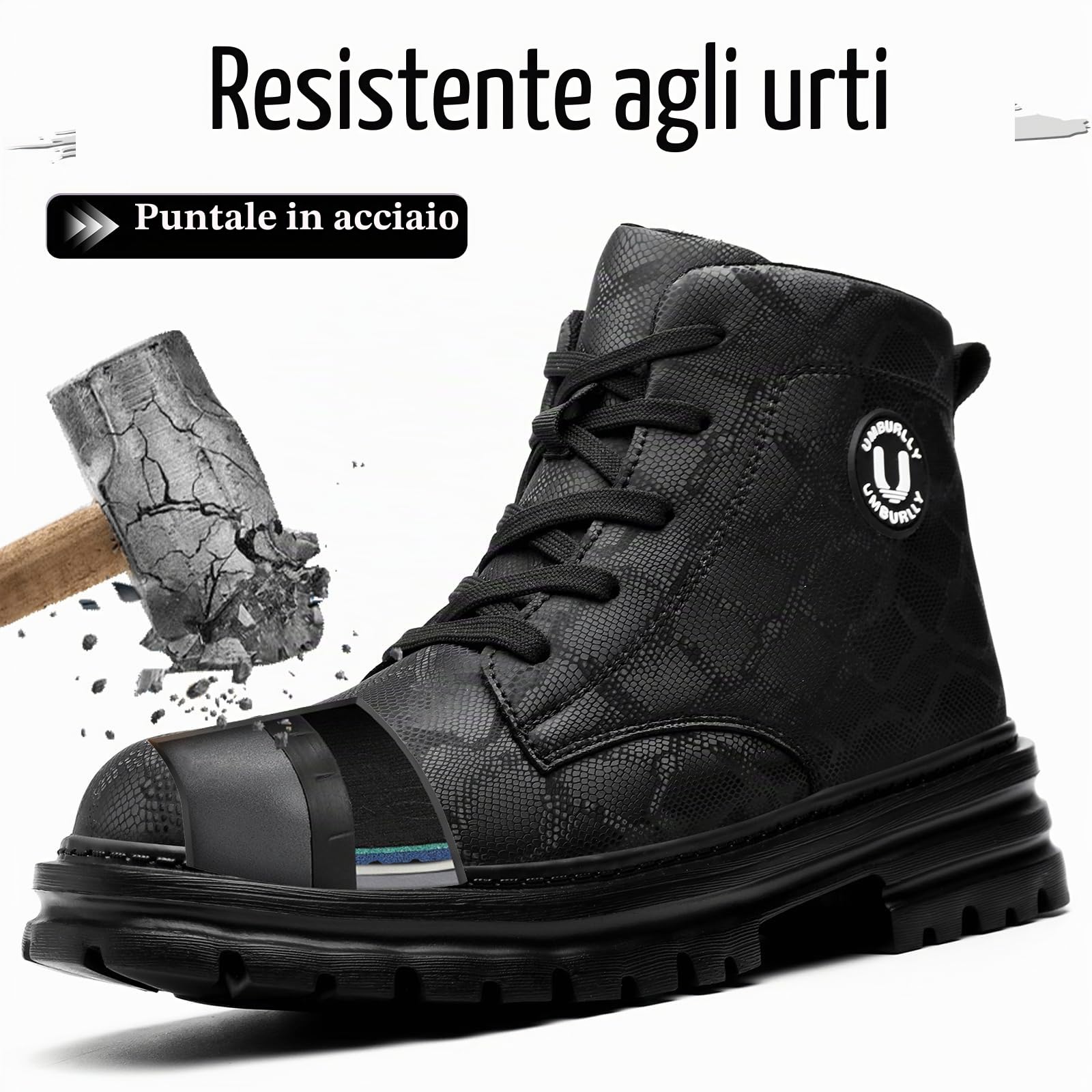 Scarpe Antinfortunistiche Donna Comode Scarpe da Lavoro con Punta in Acciaio Impermeabile Antiscivolo Stivali Antinfortunistici Leggere