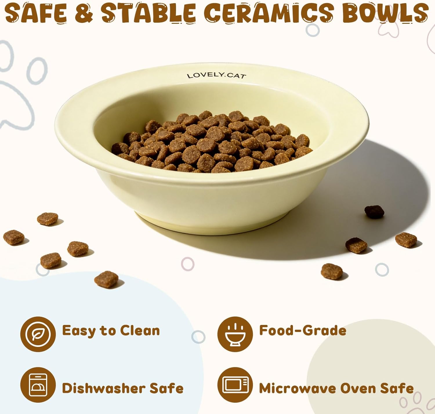 Elevated Dog Bowls Stand for Small & Medium Dogs, Ceramic Dog Bowl with 3.2 inch Bamboo Stand - Anti Vomiting, with 200 Pcs Disposable Feeding Bowls Liner Bulk