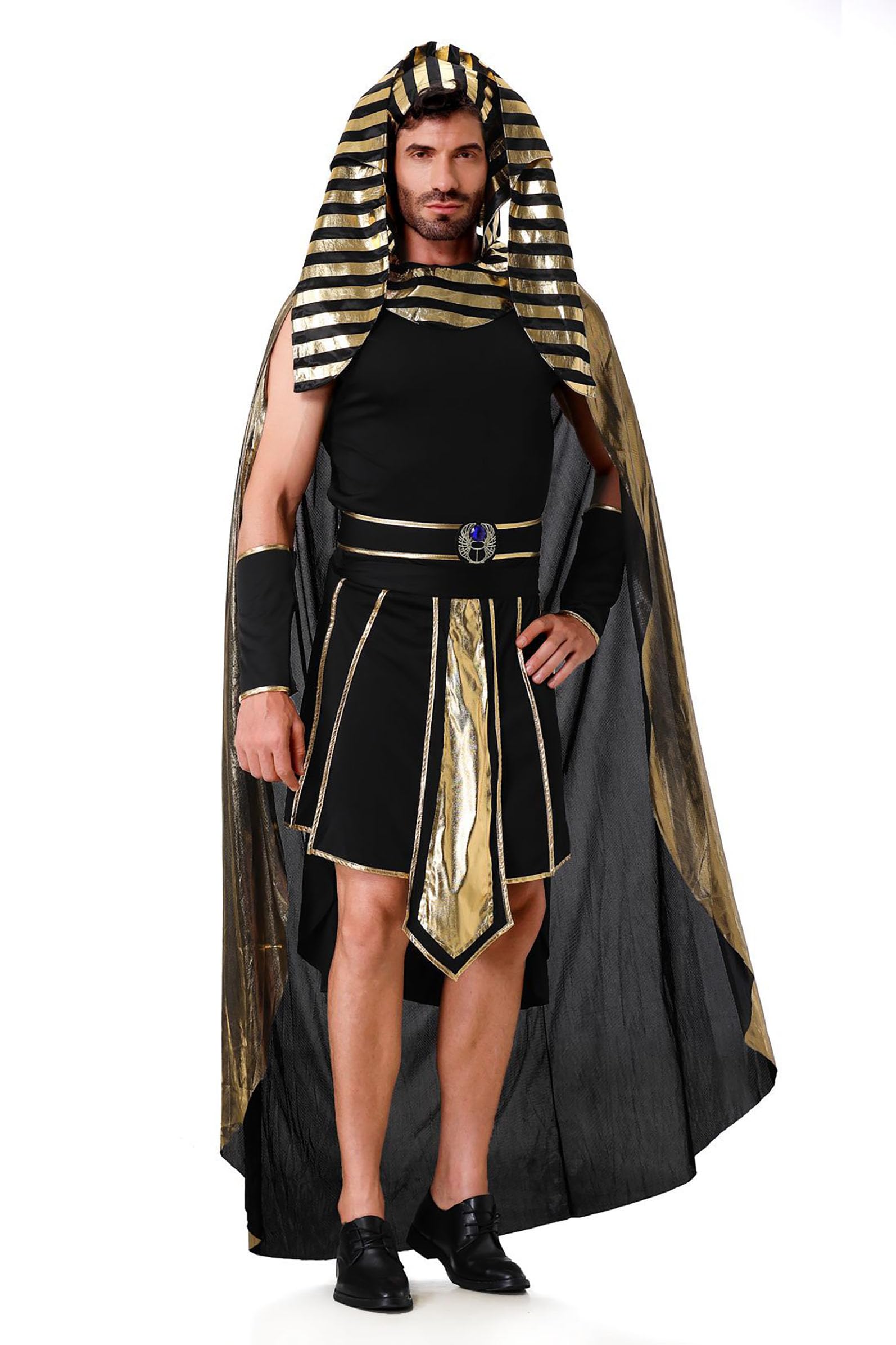 Disfraz de faraón egipcio para hombre, disfraz de egipcio, traje histórico del faraón para Halloween, carnaval