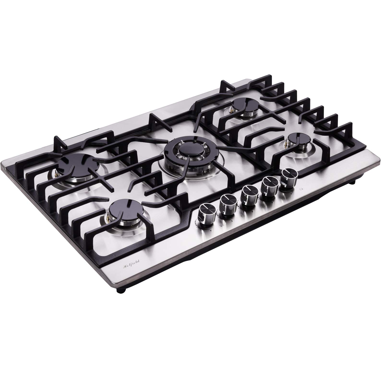 Hotfield 30 Inch  Cooktop Stainless Steel 5 Burners Stovetop Dual Fuel  Hob NG/LPG Convertible  Cooktop HF8527-SA05 Stainless Steel