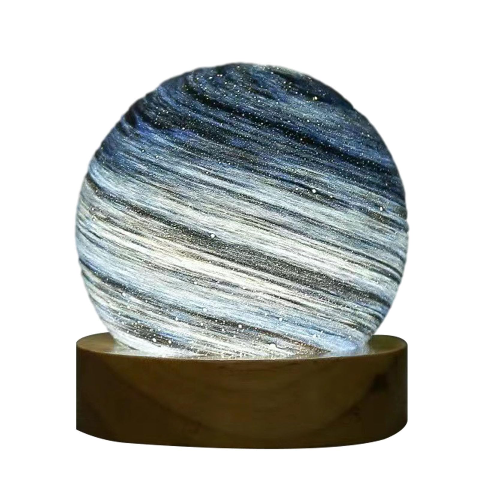 VALINK 3D Planets LED Lamp Table Mood Lamped, USB Crystals Ball Nightlight Decolamp with Wooden Base, 9CM Space