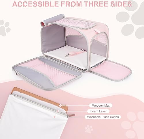 Miniatura 7 de LOEFAY Transportador de gatos para gatos, aprobado por aerolíneas de cachorros, bolsa de transporte para mascotas con diseño de marco exterior
