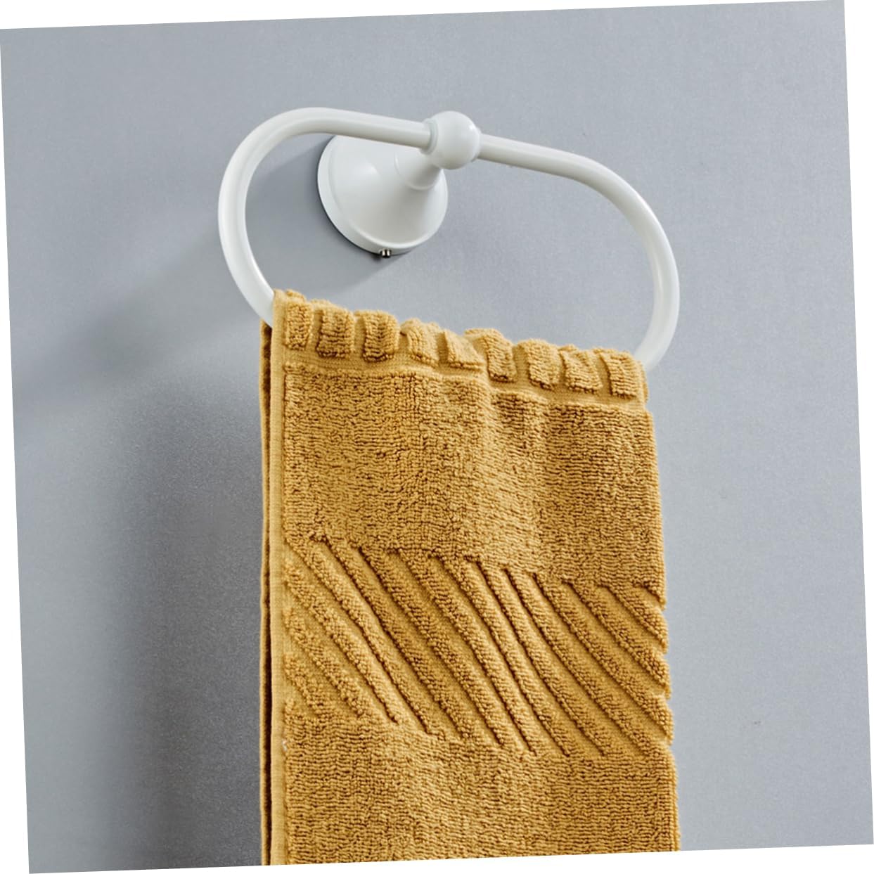 Angoily Oval Towel Ring Bathroom Accessory 4pcs Binder Hangers Glass Shelves Black Towel Wall Mount Towel Ring Coat Hanger Oval White Towel Bathroom Towel Rack