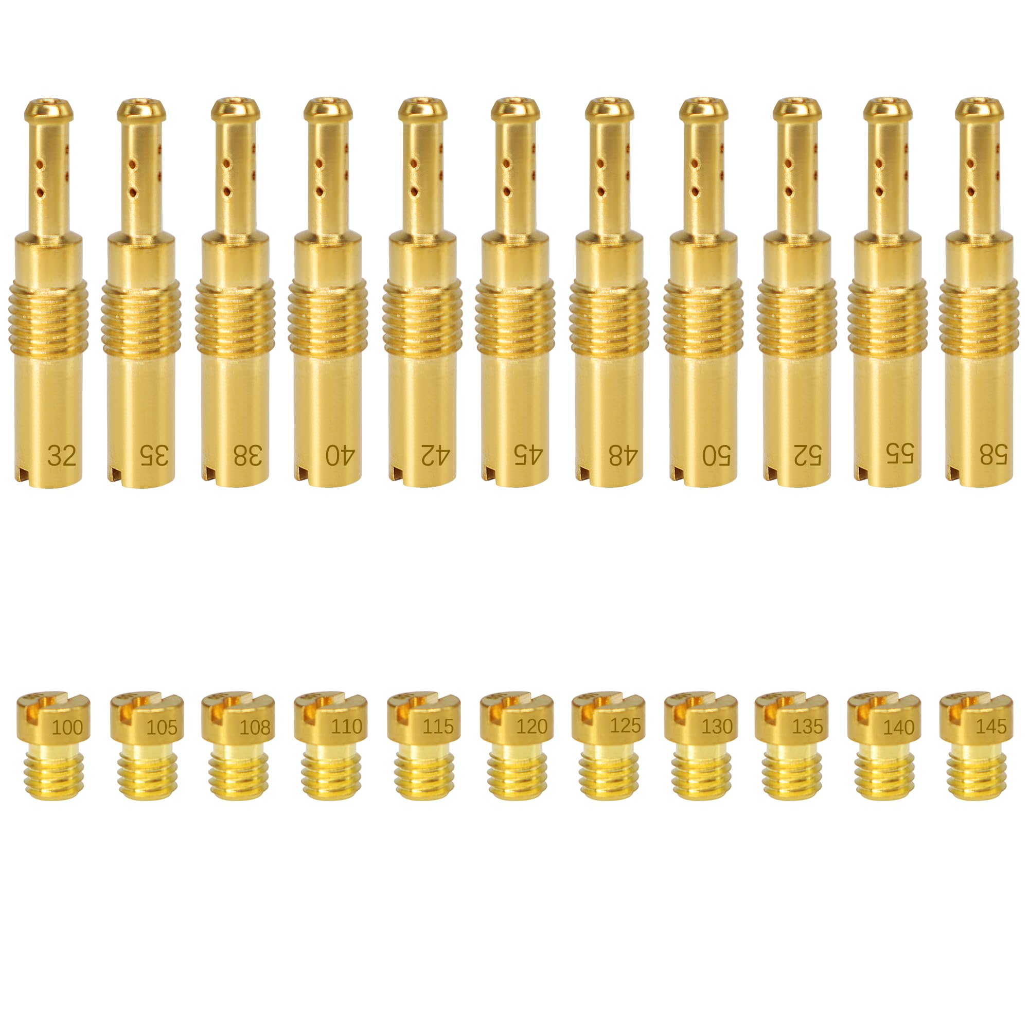 OXCANO22PCS Carburetor Jet Kits, 11pcs Carburetor Main Jet # 100-145 & 11pcs Slow Pilot Jet # 32-58, Compatible with Nibbi Honda Yamaha PWK Keihin CVK PE Carb; Compatible with OKO KOSO Stage-6