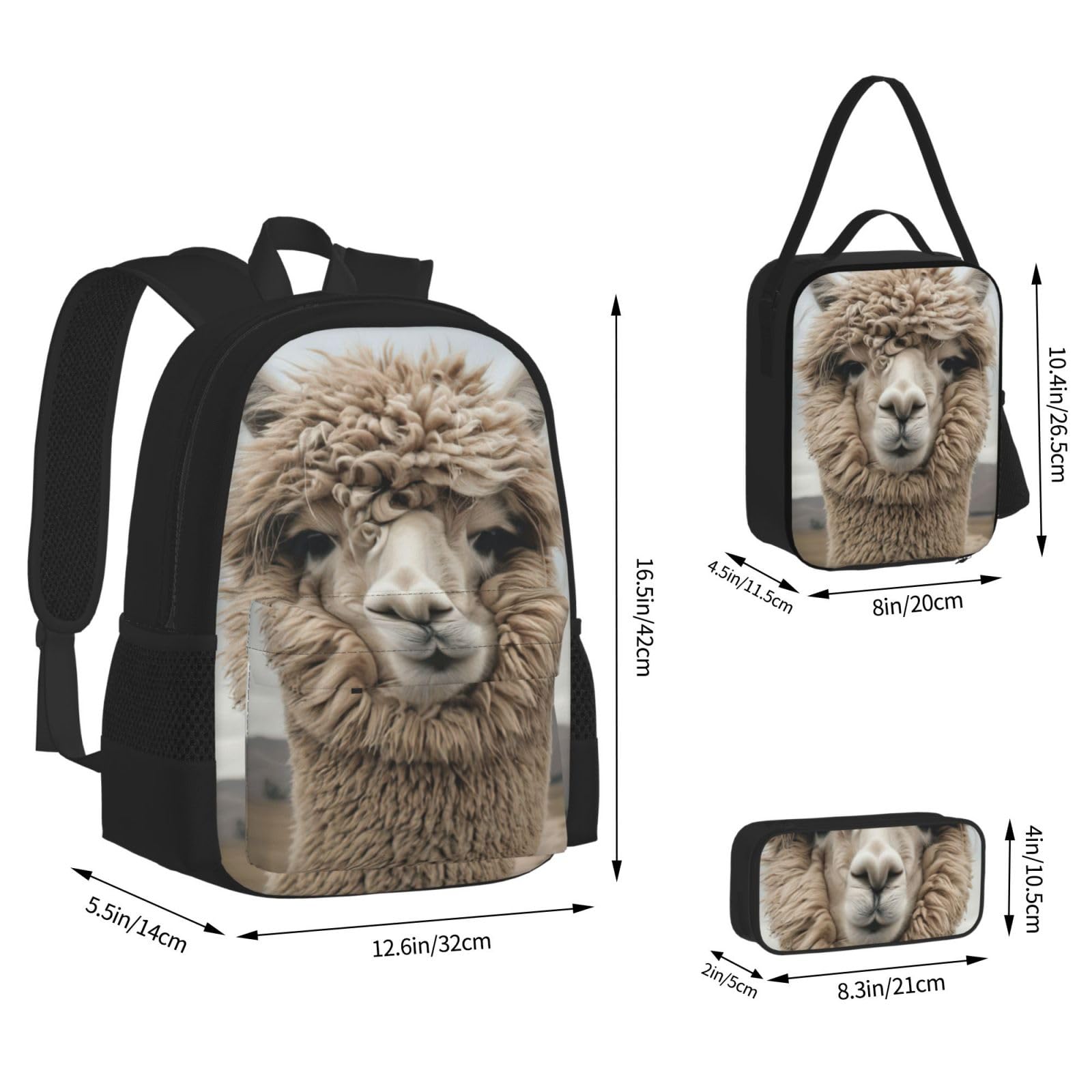 Zaino, borsa portapranzo, astuccio, set da 3 pezzi, per lavoro e