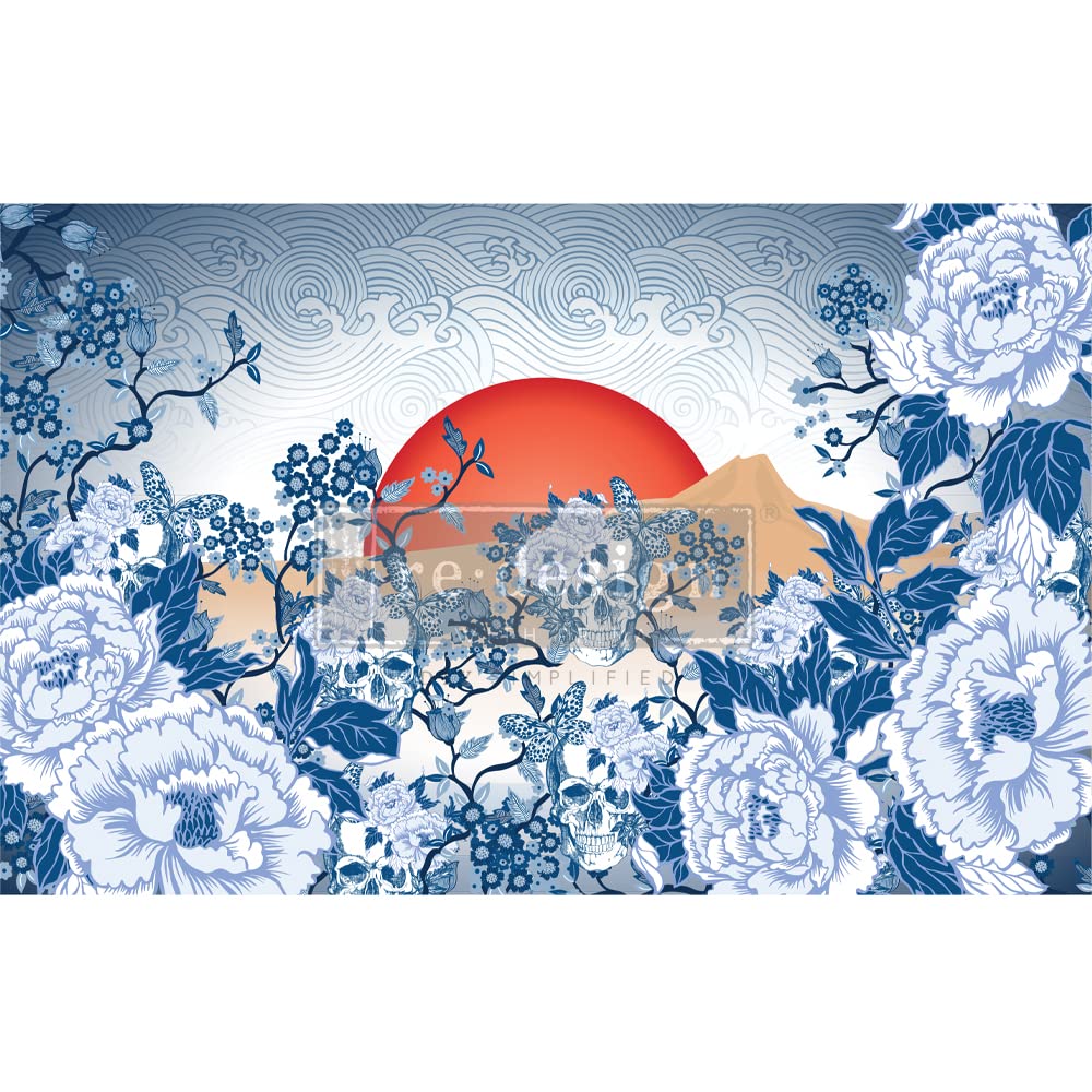 Redesign with Prima, Redesign 655350654313 Decoupage-Dekor-Seidenpapier, Totenkopf-Chinoiserie, 1 Bogen (48,3 x 76,2 cm)