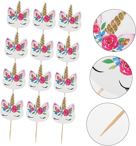 Miniatura 2 de Flairs New York Decoración de fiesta para cupcakes (unicornios soños, paquete de 24 adornos para cupcakes)