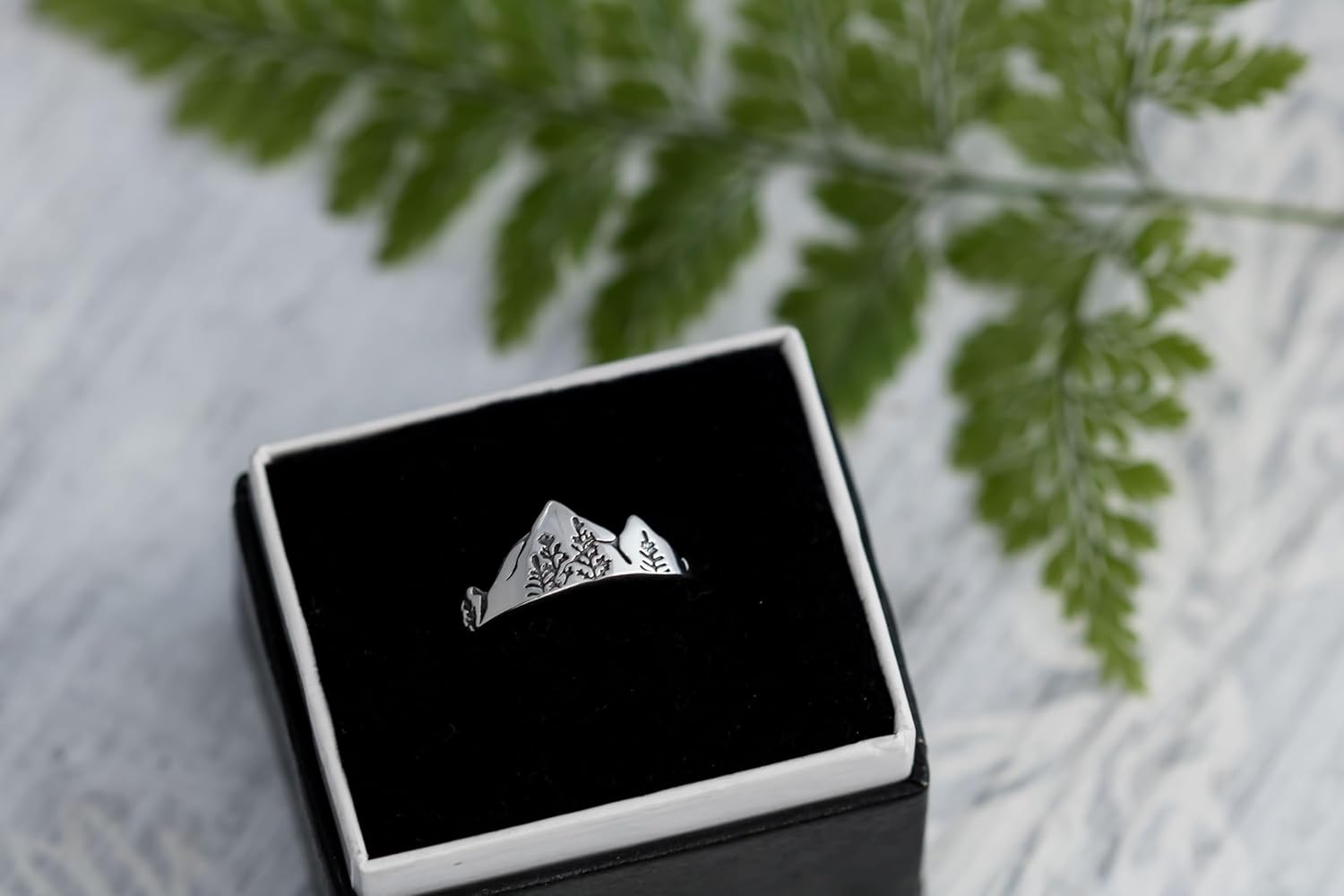 925 Sterling Silver Mountain Range Ring for Women - Highs and Lows Wave Band, Mother Daughter Inspirational Jewelry, Alaska Wildflower Nature Gift