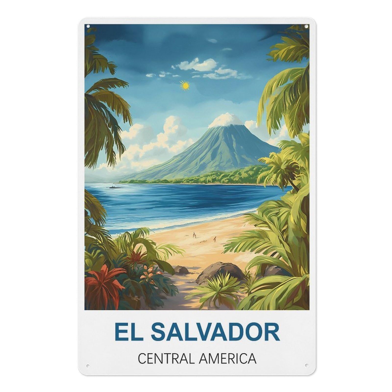 El Salvador Central America Retro Design Tin Paintings Vintage Tin Sign 08x12inch(20x30cm) Wall Art for Home Office Bedroom Living Room Cafes Wall Decor